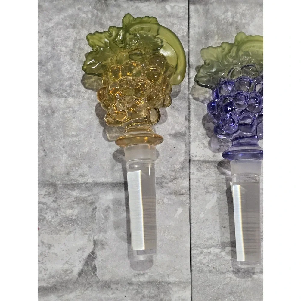Mikasa Wine Bottle Stoppers‎ In Original Box Set of 2 Chablis Blown Glass Purple